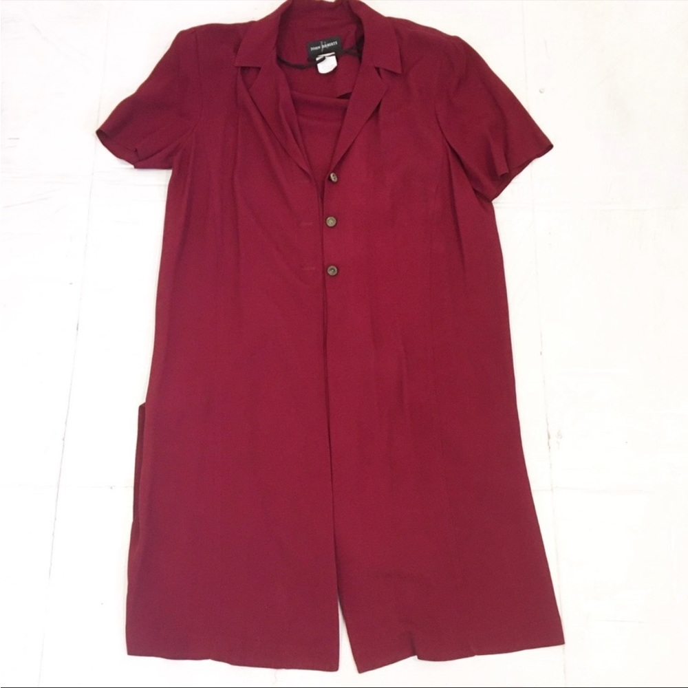 Vintage John Roberts Maroon Red Dress Jacket Two piece Set 16W